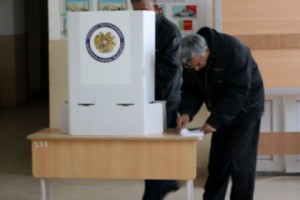 President Sargsyan's Photo Welcomes Voters at Norashen Polling Station