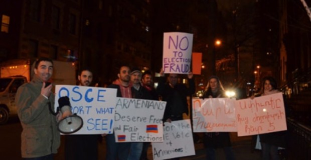 New York Armenians Protest Fraudulent Elections in Armenia