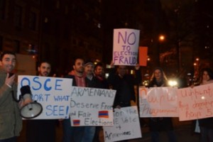 New York Armenians Protest Fraudulent Elections in Armenia