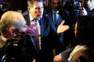 International Mining Conference in Yerevan: Nature Protection Minister Refuses to Drink Polluted Water 
Offered by Activist