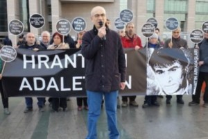 Demonstrators Outside Istanbul Court Demand Justice for Hrant Dink
