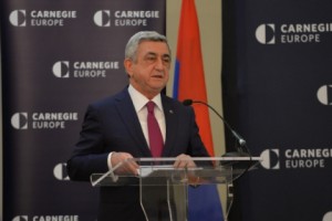 Armenian President Addresses Carnegie Endowment for International Peace in Brussels; Explains 
Why Armenia Pulled Out of EU Agreement