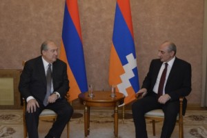Հայաստանի եւ Արցախի նախագահները երկու երկրների փոխգործակցությանն առնչվող հարցեր են քննարկել