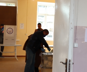 Artsakh Elections: Stepanakert Polling Station Workers Hand Out Masks and Gloves