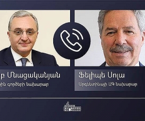 Զոհրաբ Մնացականյանը հեռախոսազրույց է ունեցել արգենտինացի իր գործընկերոջ հետ
