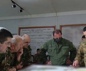 Artsakh President and Armenian Defense Minister Visit Operations Control Center of the Army