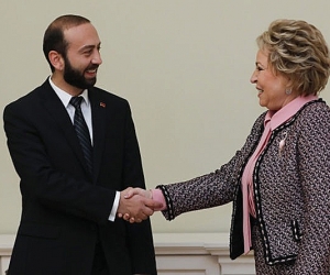 Mirzoyan and Speaker of Russian Parliament's Upper House Discuss Karabakh