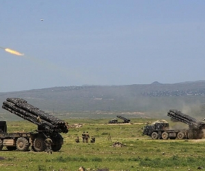Azerbaijani Smerch Rockets Targeting Stepanakert, Shushi and Martakert