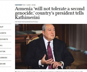 Armenian President to Greek Newspaper: "Armenia will not tolerate a second genocide"