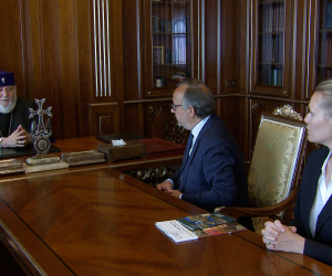 Catholicos Garegin II, ALIPH Director Discuss Fate of Artsakh Armenian Heritage Sites