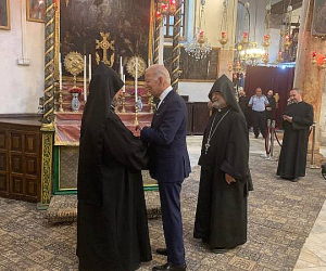 Armenian Jerusalem Patriarch, Biden Meet in Bethlehem