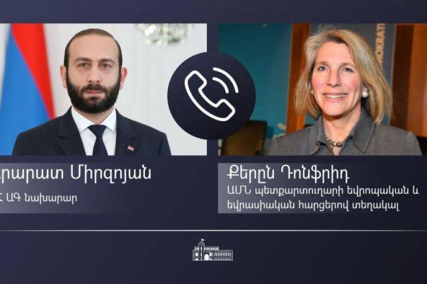 Телефонный разговор Арарата Мирзояна с заместителем госсекретаря США по европейским и евразийским вопросам Карен Донфрид