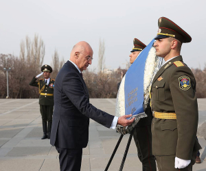Greek Defense Minister Pays Tribute at Yerevan's Genocide Memorial